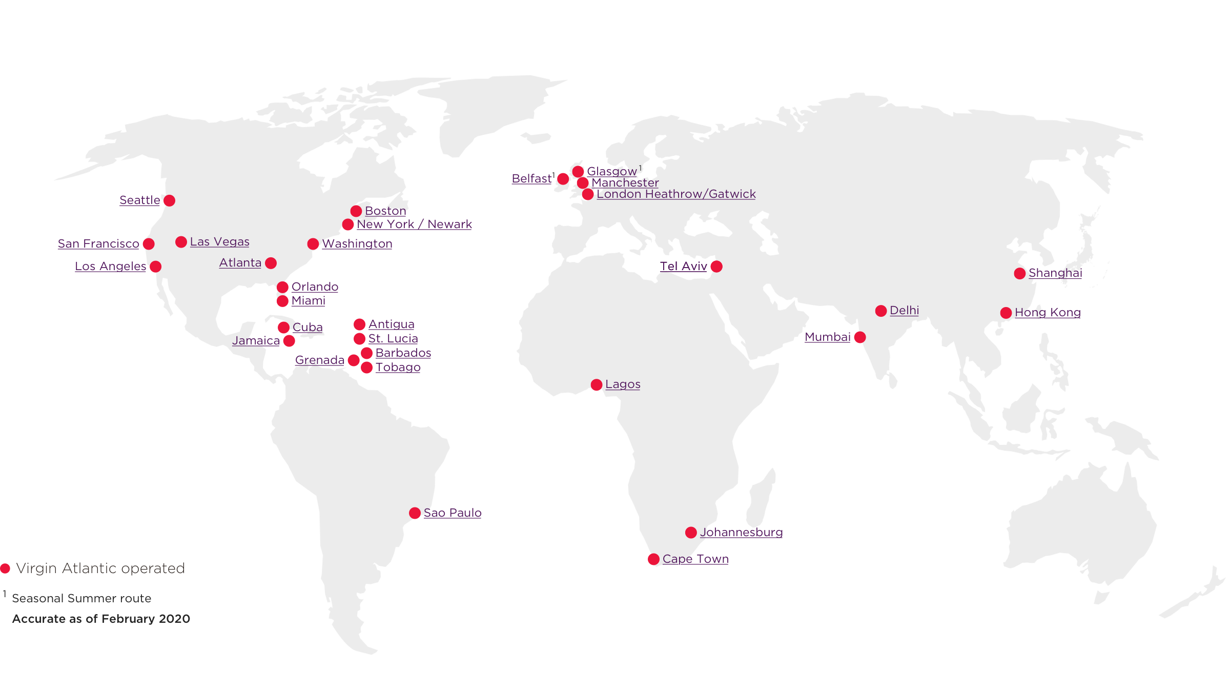 Our routes Virgin Atlantic